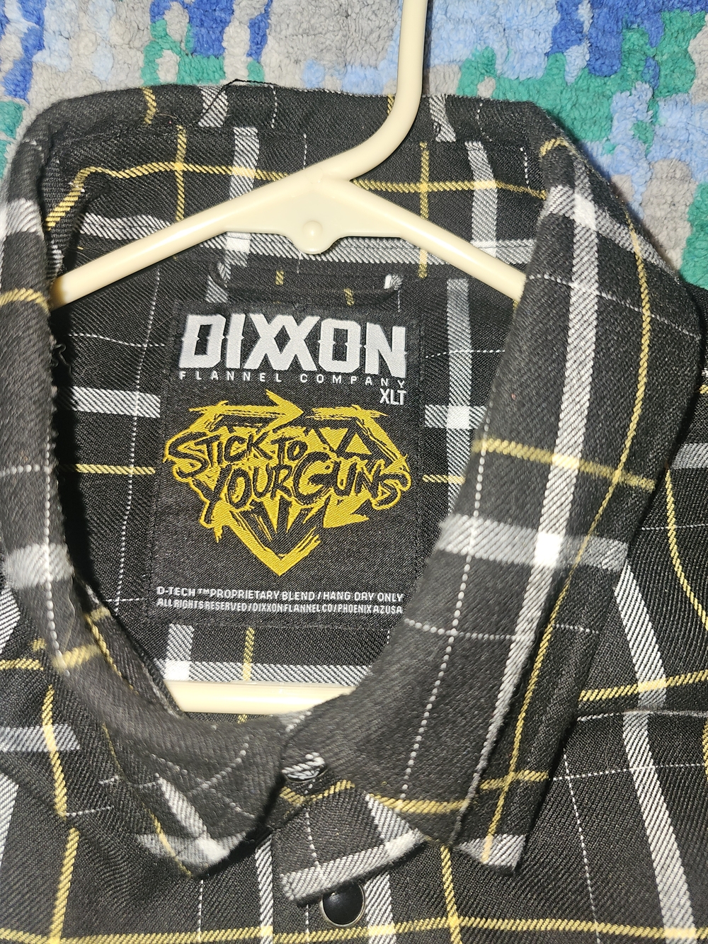 DIXXON Black Plaid Flannel Shirt with Yellow & White Stripes